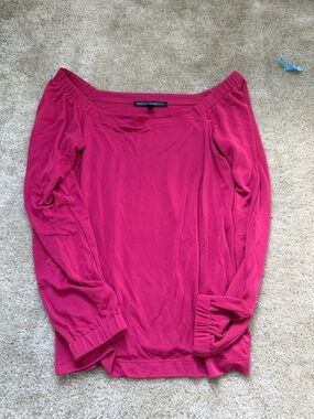 White House Black Market Off-the-Shoulder Long Sleeve Top in Fuchsia Pink